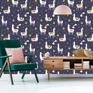 Papier Peint Animaux Arc-En-Ciel Pour La Chambre De Bébé Du Lama – Image 6
