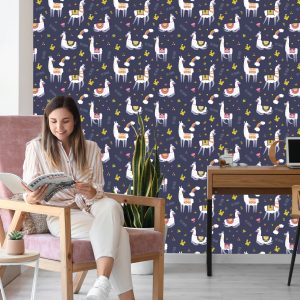 Papier Peint Animaux Arc-En-Ciel Pour La Chambre De Bébé Du Lama – Image 7