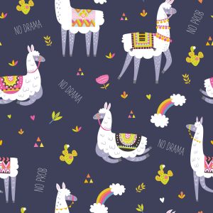 Papier Peint Animaux Arc-En-Ciel Pour La Chambre De Bébé Du Lama – Image 1