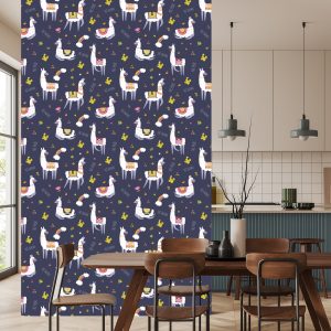 Papier Peint Animaux Arc-En-Ciel Pour La Chambre De Bébé Du Lama – Image 4