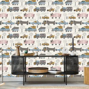 Papier Peint Voitures Arbre Animaux Pour Chambre De Bébé – Image 5