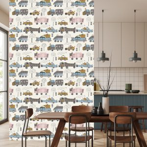 Papier Peint Voitures Arbre Animaux Pour Chambre De Bébé – Image 4