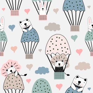 Papier Peint Ballons Animaux Colorés Chambre D'enfants – Image 1