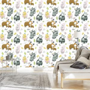 Papier Peint Pour Les Enfants - Famille Des Animaux De La Forêt – Image 3