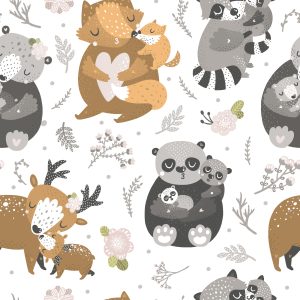 Papier Peint Bébés Animaux Parmi Les Fleurs – Image 1