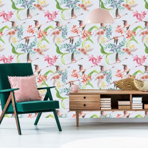 Papier Peint Grues Volantes Et Fleurs – Image 6