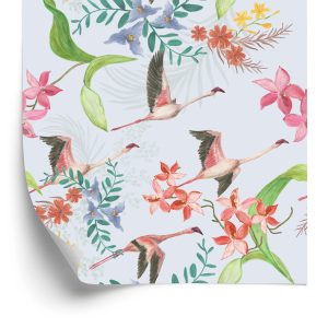 Papier Peint Grues Volantes Et Fleurs – Image 2