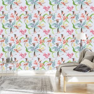 Papier Peint Grues Volantes Et Fleurs – Image 3