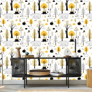 Papier Peint Pour Les Enfants Hérisson, Ours Et Lièvre – Image 5