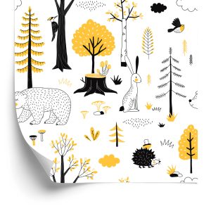 Papier Peint Pour Les Enfants Hérisson, Ours Et Lièvre – Image 2