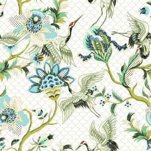 Papier Peint Ornements D'oiseaux Et De Plantes – Image 1