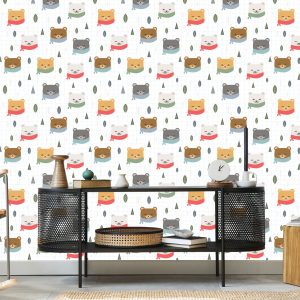 Papier Peint Ours En Peluche Les Feuilles De L'arbre À Carreaux – Image 5