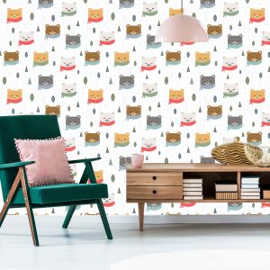 Papier Peint Ours En Peluche Les Feuilles De L'arbre À Carreaux – Image 6