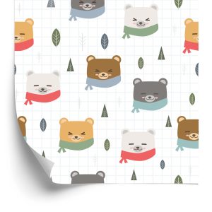 Papier Peint Ours En Peluche Les Feuilles De L'arbre À Carreaux – Image 2