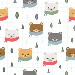 Papier Peint Ours En Peluche Les Feuilles De L'arbre À Carreaux – Image 1