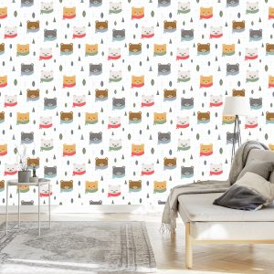 Papier Peint Ours En Peluche Les Feuilles De L'arbre À Carreaux – Image 3