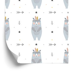 Papier Peint Pour Garçon Ours Points Étoiles – Image 2