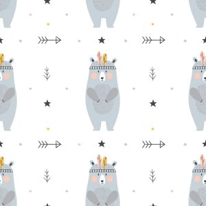 Papier Peint Pour Garçon Ours Points Étoiles – Image 1