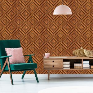 Papier Peint Motif Rétro Géométrique En Bois – Image 6