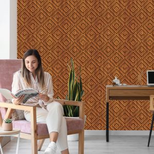 Papier Peint Motif Rétro Géométrique En Bois – Image 7