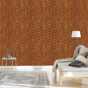 Papier Peint Motif Rétro Géométrique En Bois – Image 3