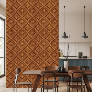 Papier Peint Motif Rétro Géométrique En Bois – Image 4