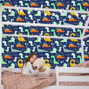 Papier Peint Chambre De Garçon De Dinosaures Animaux Colorés – Image 7