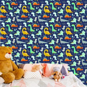 Papier Peint Chambre De Garçon De Dinosaures Animaux Colorés – Image 6