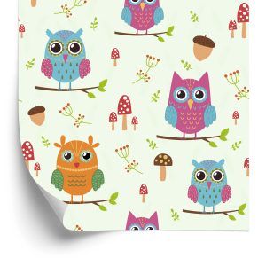 Papier Peint Pour Les Enfants - Hiboux Colorés – Image 2