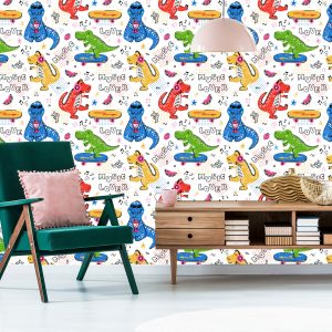 Papier Peint Planches À Roulettes Crocodiles Colorées Pour Enfants – Image 6