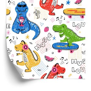 Papier Peint Planches À Roulettes Crocodiles Colorées Pour Enfants – Image 2