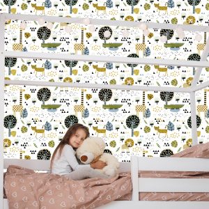 Papier Peint Lions Arbre Feuilles Points Chambre Garçon – Image 7