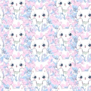 Papier Peint Pour Les Enfants - Chats Et Fleurs – Image 1