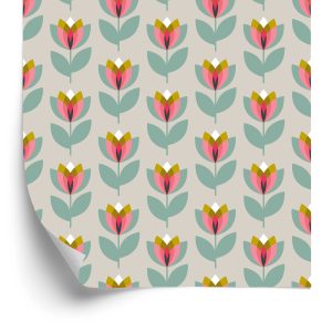 Papier Peint Fleurs De La Nature Dans Le Salon Scandinave – Image 2