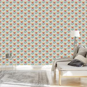 Papier Peint Fleurs De La Nature Dans Le Salon Scandinave – Image 3