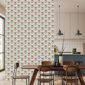 Papier Peint Fleurs De La Nature Dans Le Salon Scandinave – Image 4