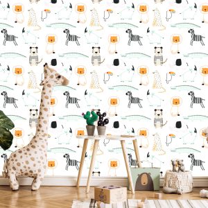 Papier Peint Animaux Oiseaux Lions Pour Chambre De Garçon – Image 5