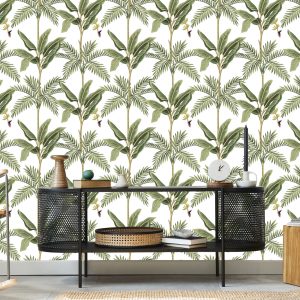 Papier Peint Feuilles Vert Chambre À Coucher Salon – Image 5