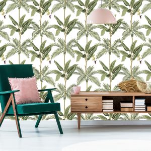 Papier Peint Feuilles Vert Chambre À Coucher Salon – Image 6