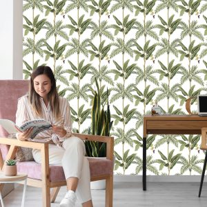 Papier Peint Feuilles Vert Chambre À Coucher Salon – Image 7