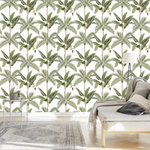 Papier Peint Feuilles Vert Chambre À Coucher Salon – Image 3