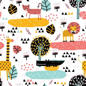 Papier Peint Pour Fille Safari Animaux Lions – Image 1