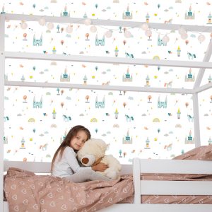 Papier Peint Licornes De Château De Conte De Fées Pour La Chambre Des Enfants – Image 7