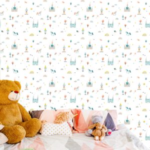 Papier Peint Licornes De Château De Conte De Fées Pour La Chambre Des Enfants – Image 6
