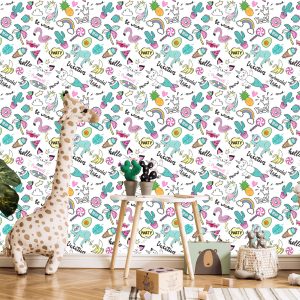 Papier Peint Pour Les Enfants - Licornes Colorées Et Amis – Image 5