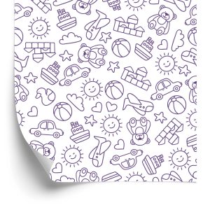 Papier Peint Pour Les Enfants - Voitures, Soleil, Ours En Peluche – Image 2