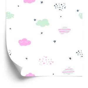 Papier Peint Étoiles Et Nuages ​​Pour Les Enfants – Image 2