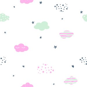 Papier Peint Étoiles Et Nuages ​​Pour Les Enfants – Image 1