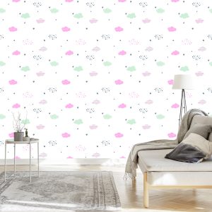 Papier Peint Étoiles Et Nuages ​​Pour Les Enfants – Image 3