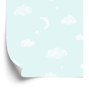 Papier Peint Pour Les Enfants - Nuages, Lunes Et Étoiles – Image 2